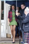 Alesha Dixon wearing a short green dress