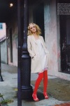 Amber Valletta wearing red tights