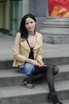 Andrea Corr with tights and sandals