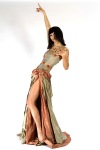 Bai Ling showing off her legs while wearing a long dress