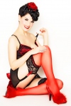 Bernie Dexter wearing red nylon stockings Bernie Dexter wearing red nylon stockings