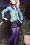 Emilia Fox in blue tights