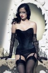 Eva Green with lingerie and black stockings