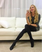 Federica Panicucci's feet in black pantyhose