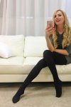 Federica Panicucci's feet in black pantyhose