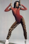 Jessica Miller exercising wearing leopard tights