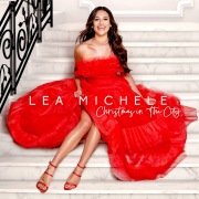 Lea Michele wearing an high slit red dress